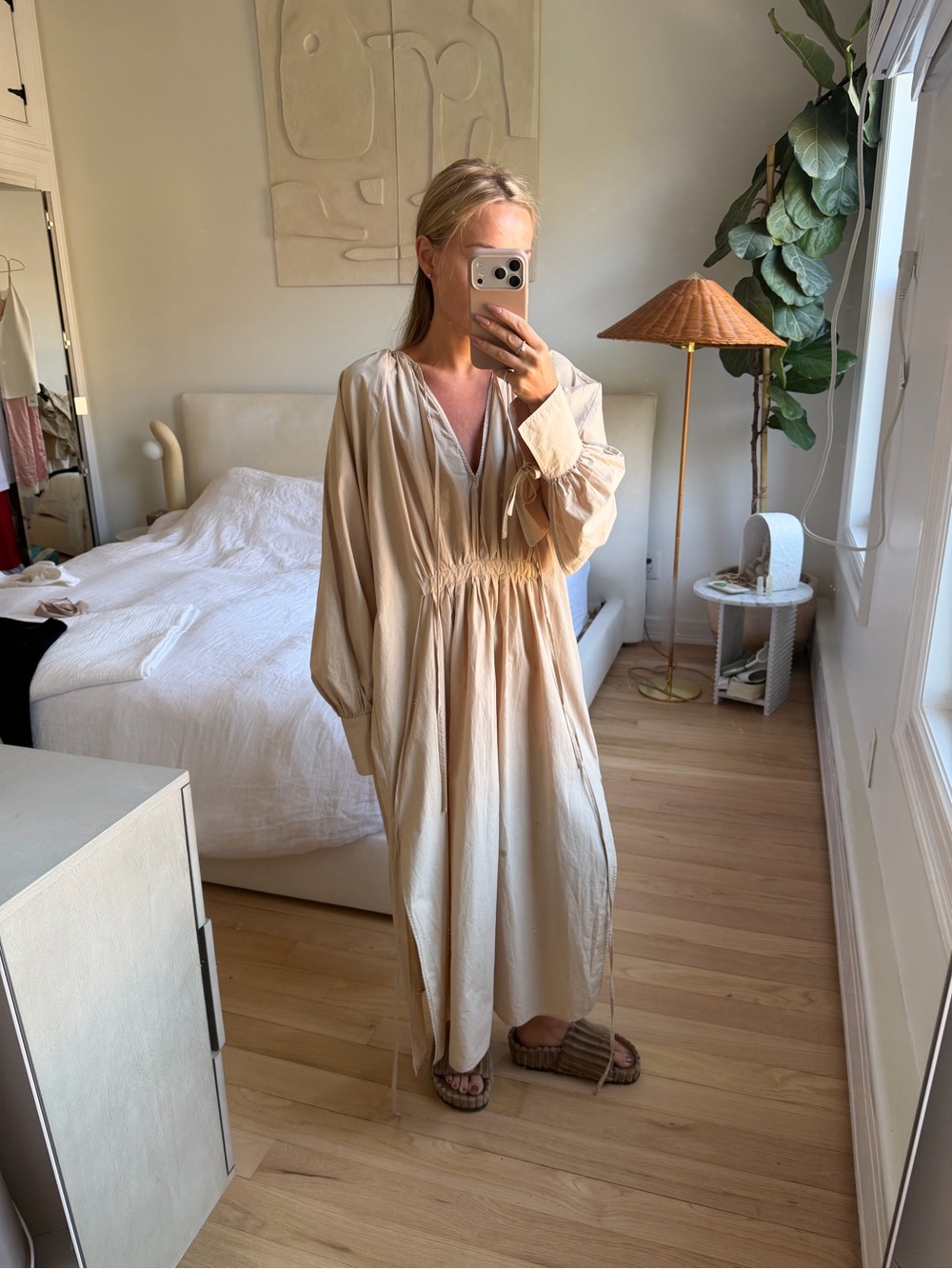 Top shop Cotton Beige Oversized Dress Size Small